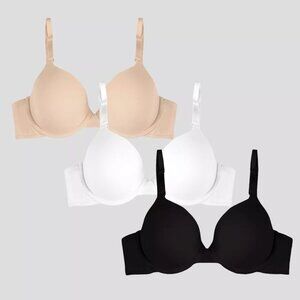 NWT Fruit of the Loom Women's Lightly Lined Cotton T-Shirt Bra 3-Pack